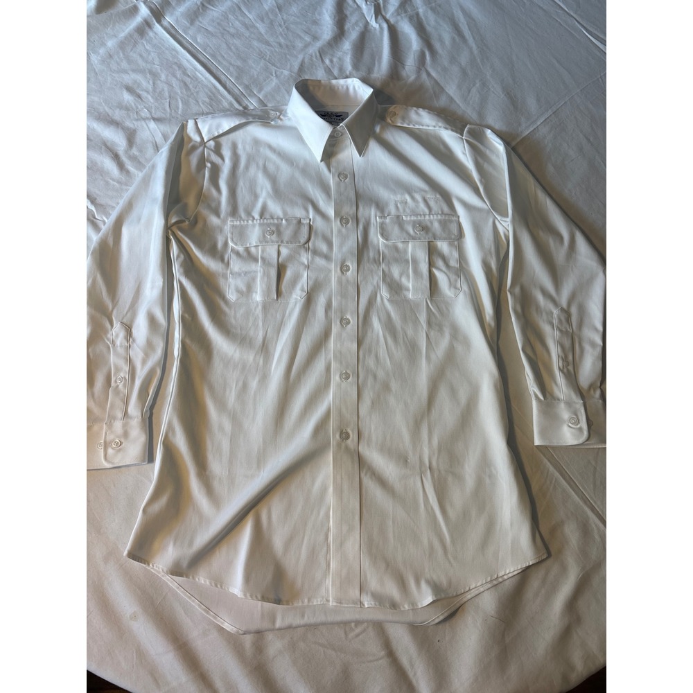 Crew Outfitters Pilot Shirt Mens 16 32/33 White Excellent Long Sleeve Uniform
